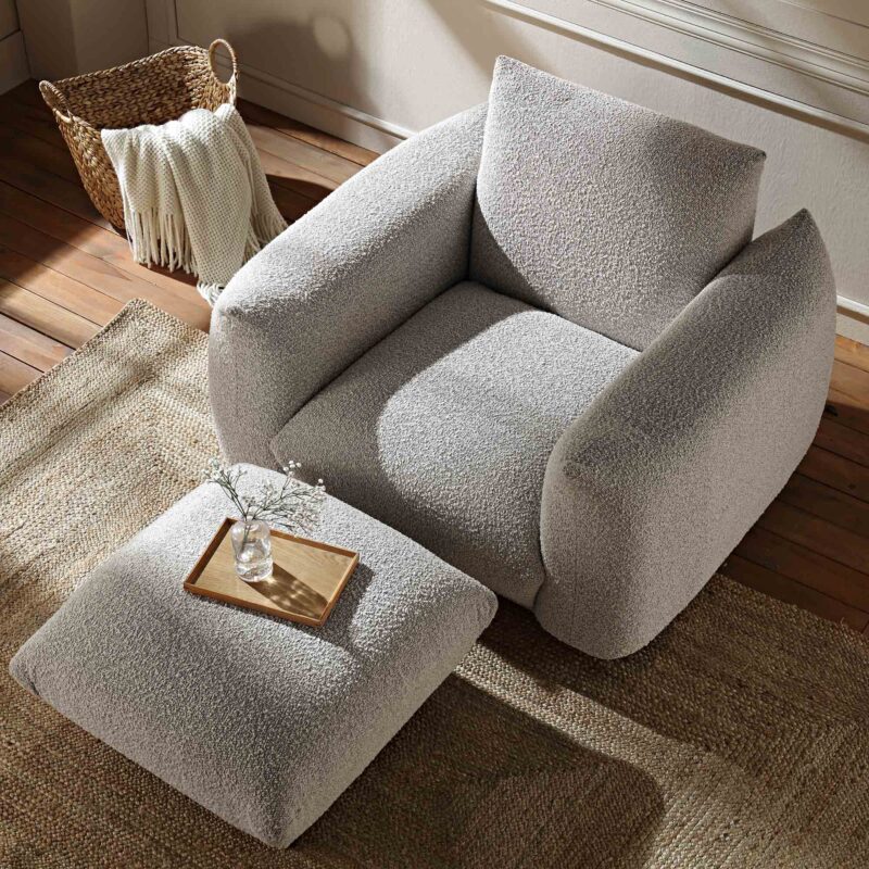 Gianni Armchair, Mist Grey Boucle - Image 4