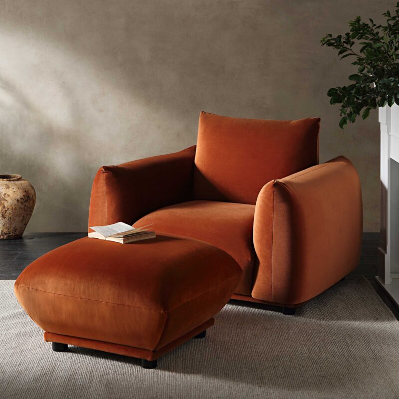 Gianni Armchair, Rust Velvet - Image 4