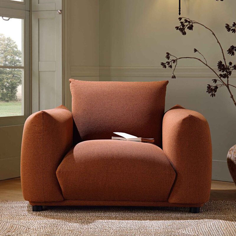 Gianni Armchair, Terracotta Fabric - Image 2