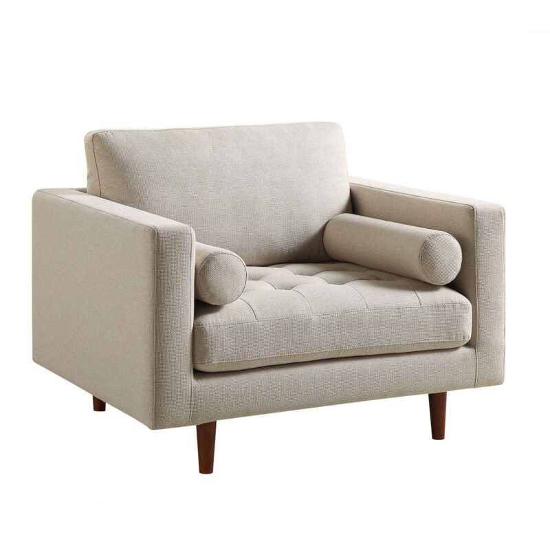 Henrietta Armchair, Beige Woven Fabric - Image 5