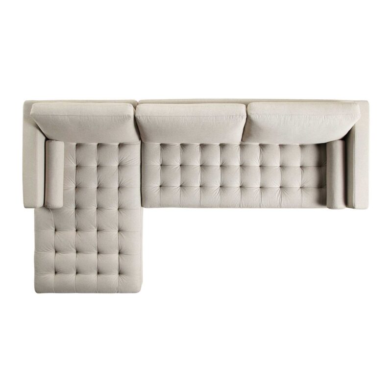 Henrietta Beige Woven Fabric Grand 4-Seater Chaise End Sofa, Left Hand Facing - Image 7