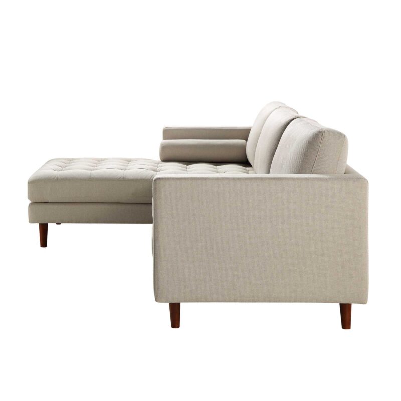 Henrietta Beige Woven Fabric Grand 4-Seater Chaise End Sofa, Left Hand Facing - Image 8