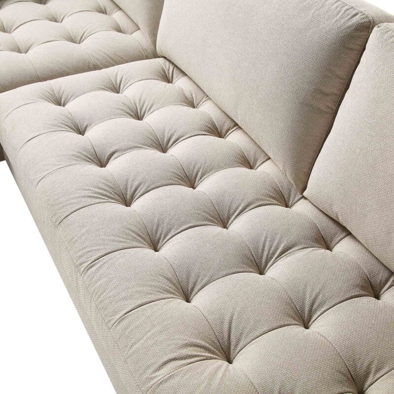 Henrietta Beige Woven Fabric Grand 4-Seater Chaise End Sofa, Left Hand Facing - Image 10