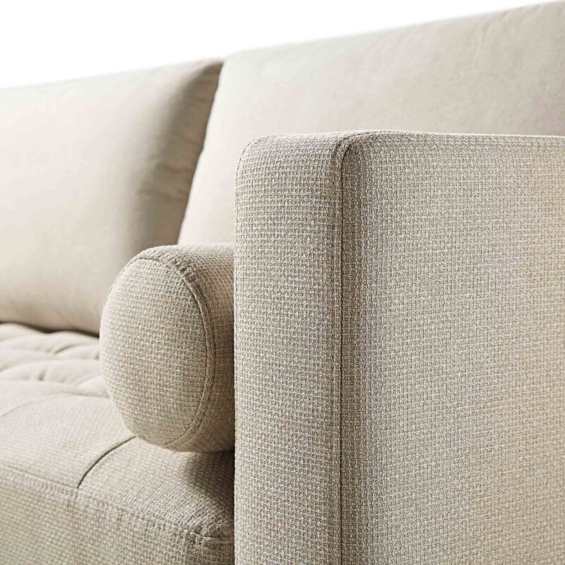 Henrietta Beige Woven Fabric Grand 4-Seater Chaise End Sofa, Left Hand Facing - Image 12