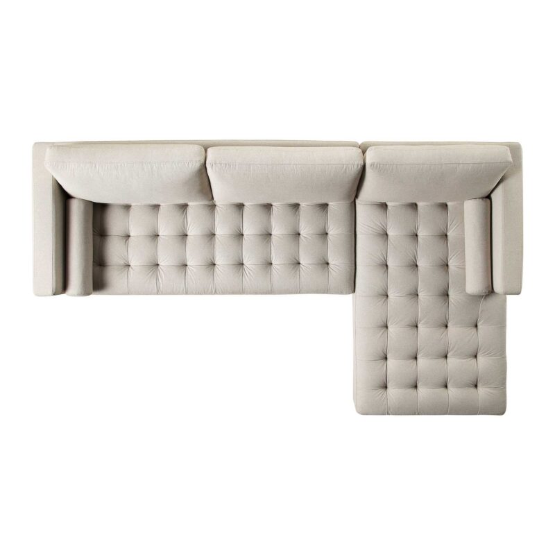 Henrietta Beige Woven Fabric Grand 4-Seater Chaise End Sofa, Right Hand Facing - Image 5
