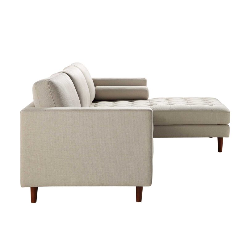 Henrietta Beige Woven Fabric Grand 4-Seater Chaise End Sofa, Right Hand Facing - Image 6