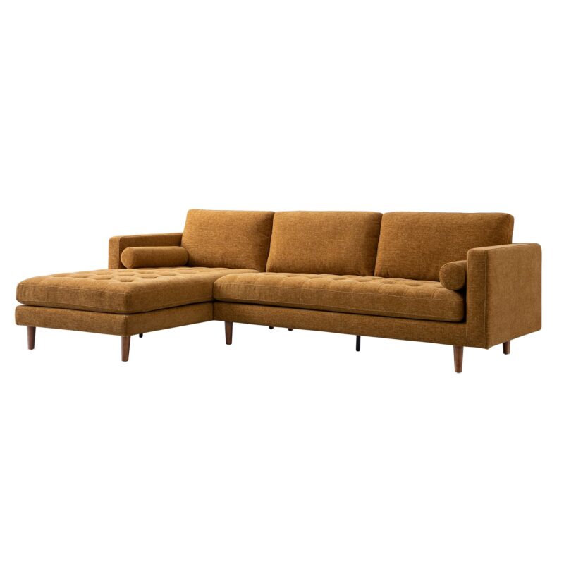 Henrietta Spiced Honey Chenille Grand 4-Seater Chaise End Sofa, Left Hand Facing - Image 8