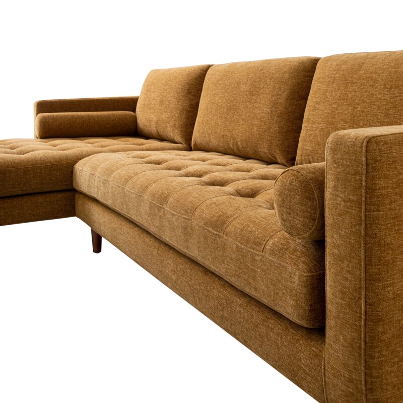Henrietta Spiced Honey Chenille Grand 4-Seater Chaise End Sofa, Left Hand Facing - Image 15