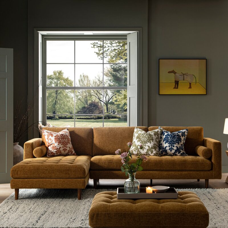 Henrietta Spiced Honey Chenille Grand 4-Seater Chaise End Sofa, Left Hand Facing - Image 2