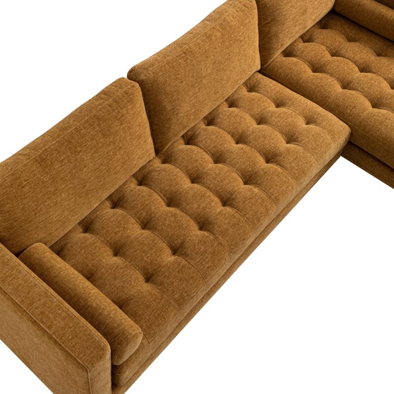Henrietta Spiced Honey Chenille Grand 4-Seater Chaise End Sofa, Right Hand Facing - Image 14