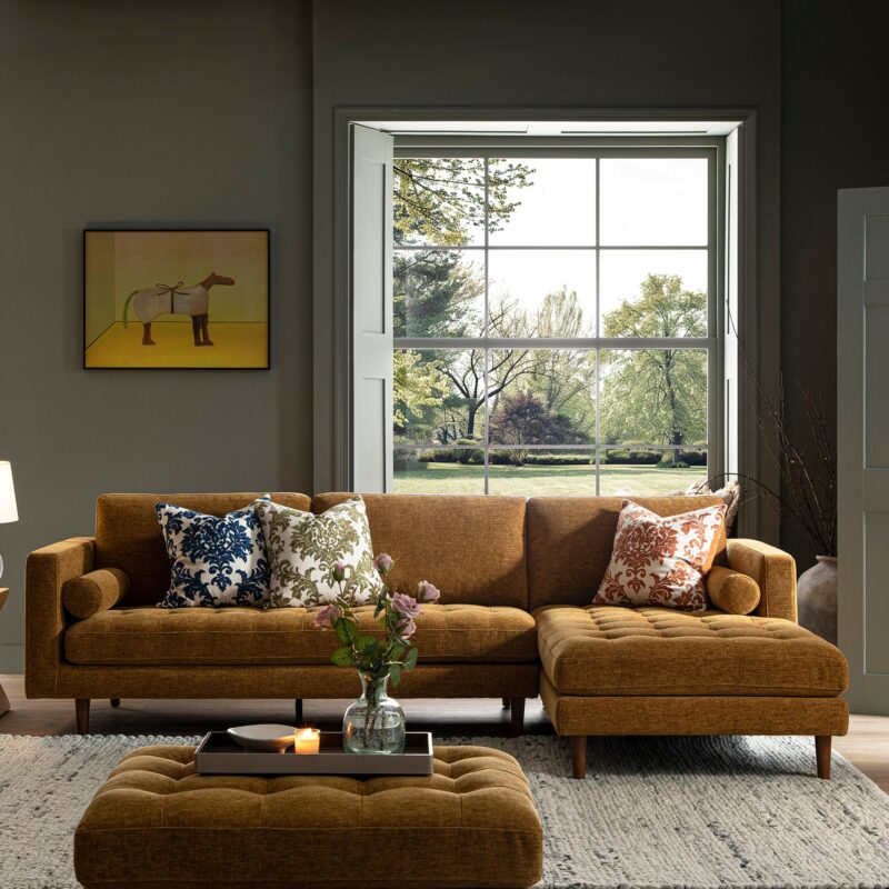 Henrietta Spiced Honey Chenille Grand 4-Seater Chaise End Sofa, Right Hand Facing - Image 2