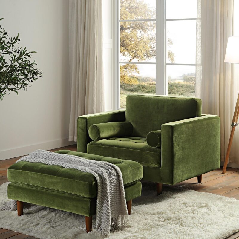 Henrietta Armchair, Moss Green Velvet - Image 3