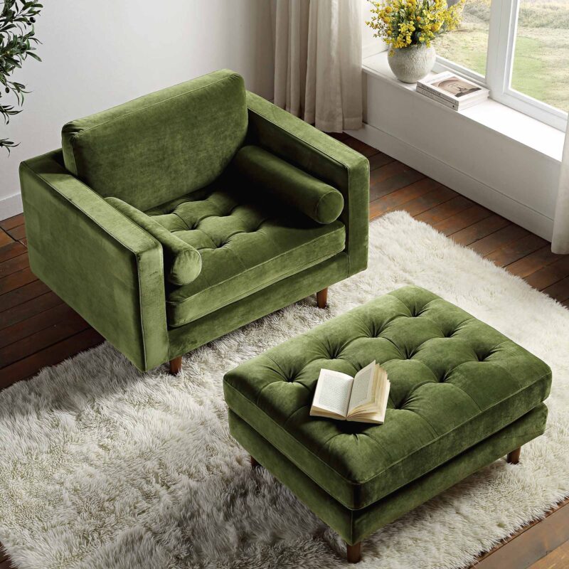 Henrietta Armchair, Moss Green Velvet - Image 4