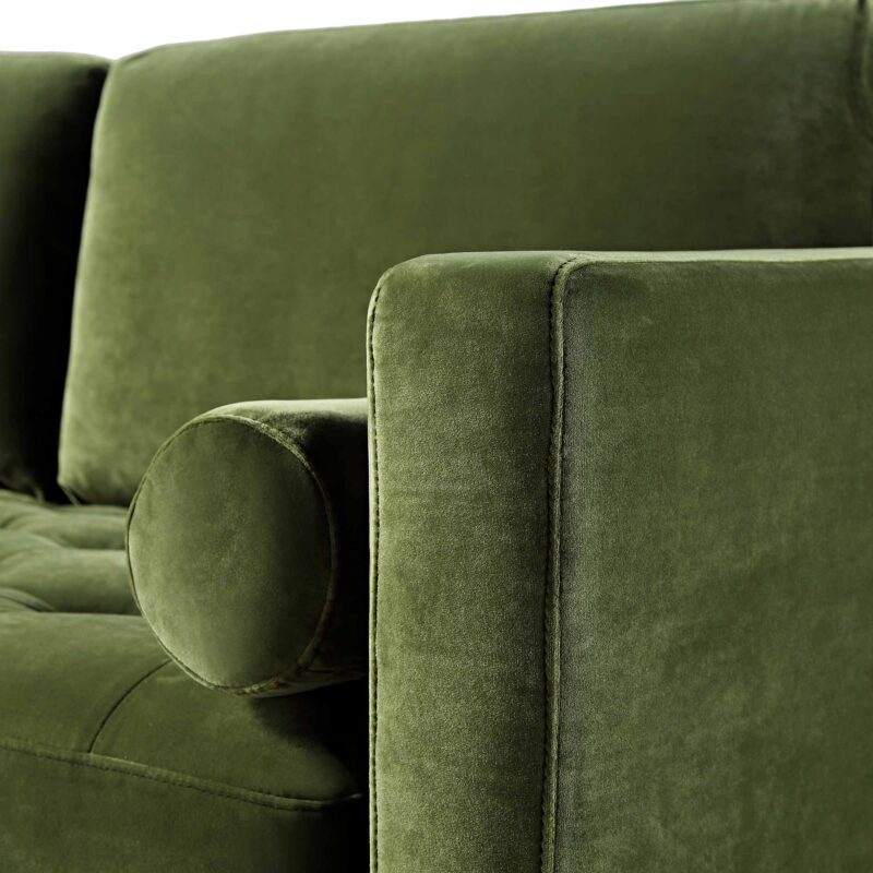 Henrietta Moss Green Velvet Grand 4-Seater Chaise End Sofa, Left Hand Facing - Image 13