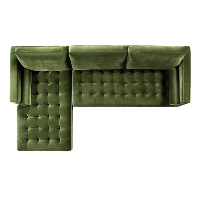 Henrietta Moss Green Velvet Grand 4-Seater Chaise End Sofa, Left Hand Facing - Image 10