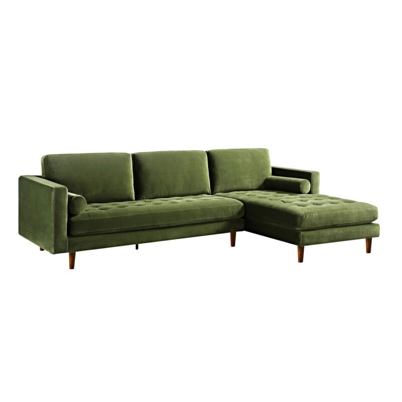 Henrietta Moss Green Velvet Grand 4-Seater Chaise End Sofa, Right Hand Facing - Image 6