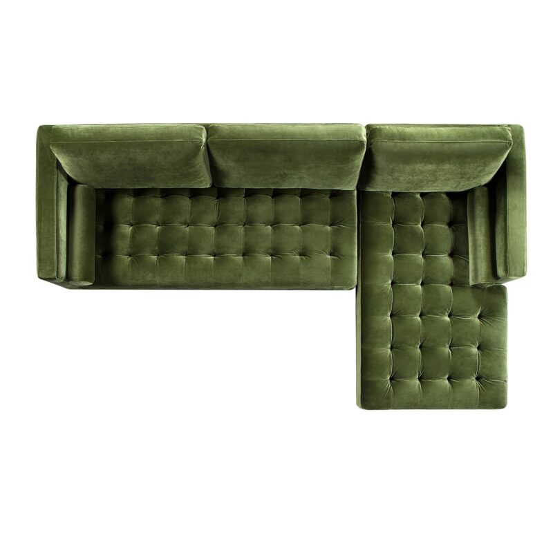 Henrietta Moss Green Velvet Grand 4-Seater Chaise End Sofa, Right Hand Facing - Image 8