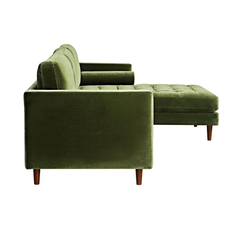 Henrietta Moss Green Velvet Grand 4-Seater Chaise End Sofa, Right Hand Facing - Image 10
