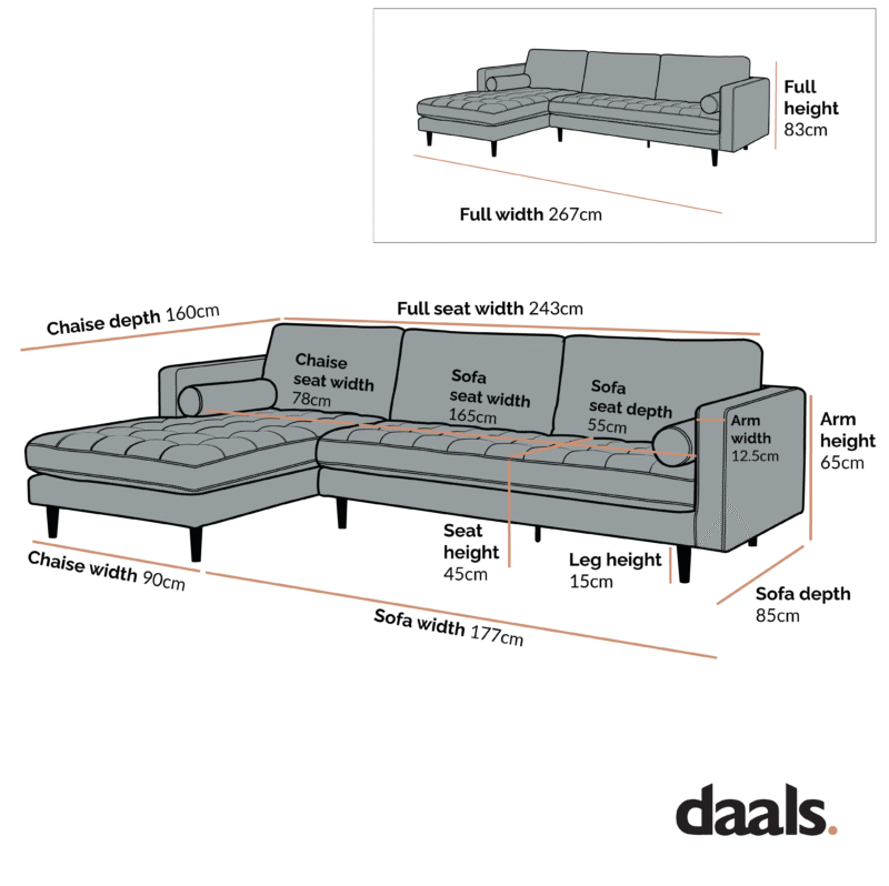 Henrietta Tan Faux Suede Grand 4-Seater Chaise End Sofa, Left Hand Facing - Image 7