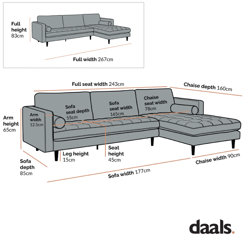 Henrietta Spiced Honey Chenille Grand 4-Seater Chaise End Sofa, Right Hand Facing - Image 9
