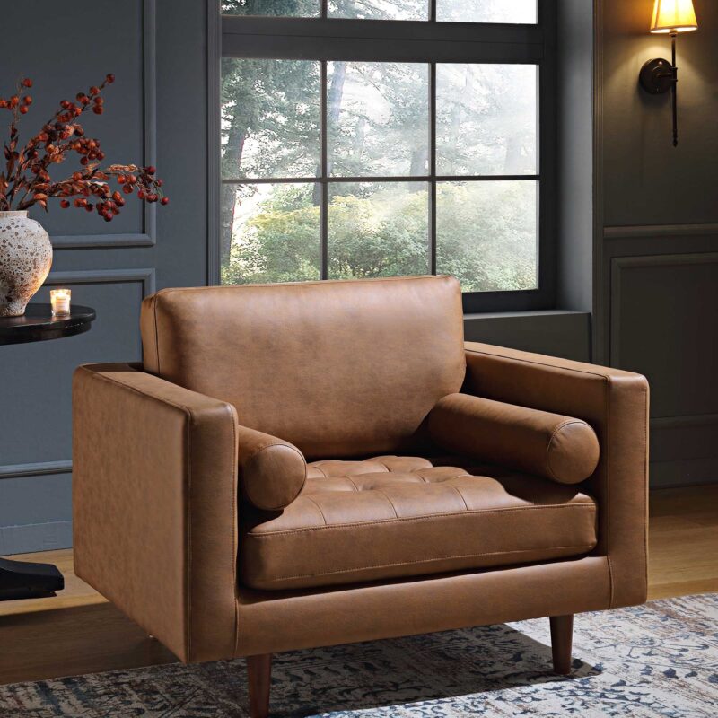 Henrietta Armchair, Tan Faux Suede - Image 2