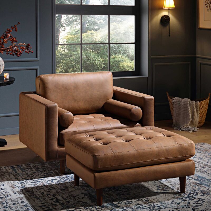 Henrietta Armchair, Tan Faux Suede - Image 3
