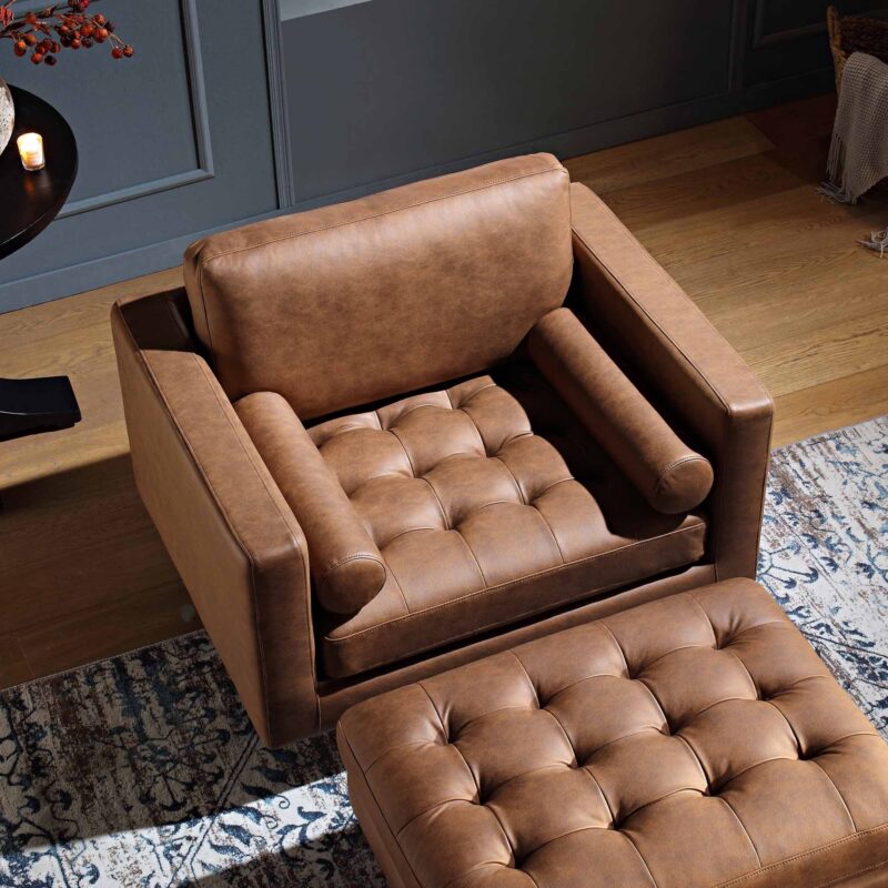Henrietta Armchair, Tan Faux Suede - Image 4