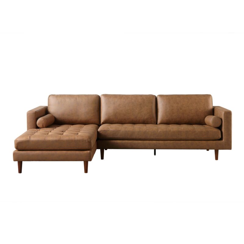 Henrietta Tan Faux Suede Grand 4-Seater Chaise End Sofa, Left Hand Facing - Image 5