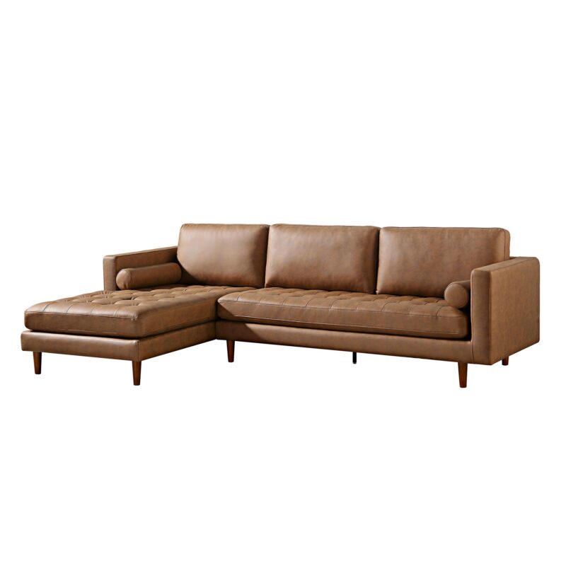Henrietta Tan Faux Suede Grand 4-Seater Chaise End Sofa, Left Hand Facing - Image 6