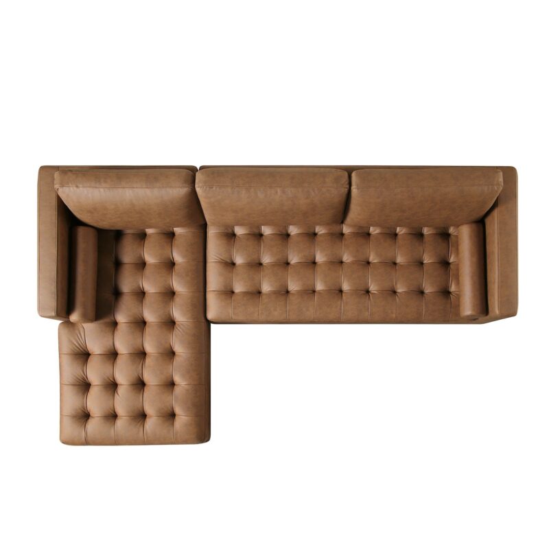 Henrietta Tan Faux Suede Grand 4-Seater Chaise End Sofa, Left Hand Facing - Image 9