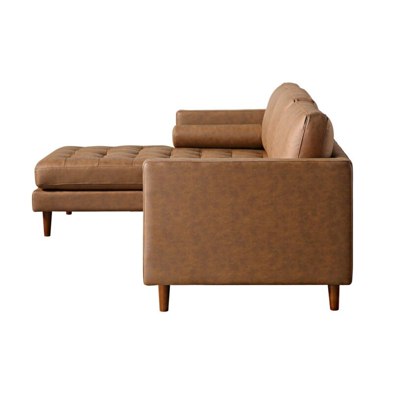 Henrietta Tan Faux Suede Grand 4-Seater Chaise End Sofa, Left Hand Facing - Image 11