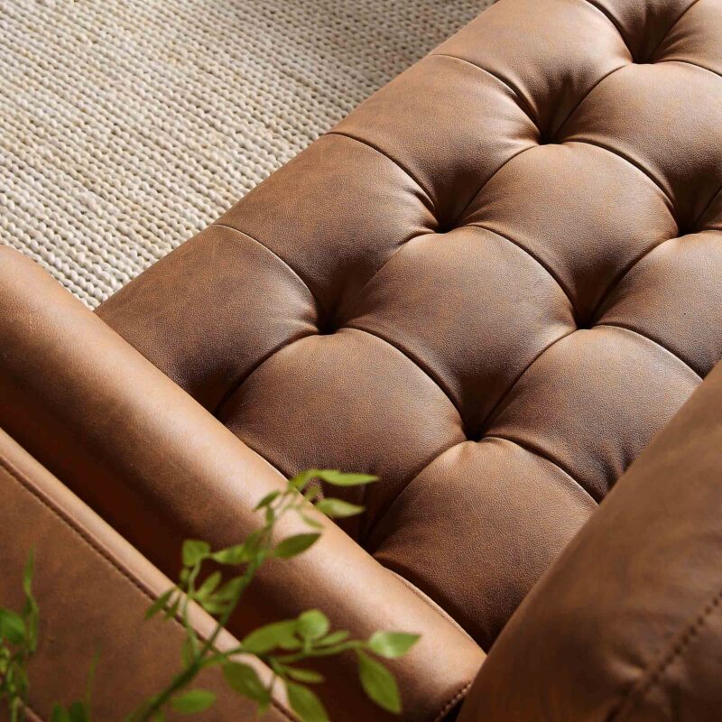 Henrietta Tan Faux Suede Grand 4-Seater Chaise End Sofa, Left Hand Facing - Image 4