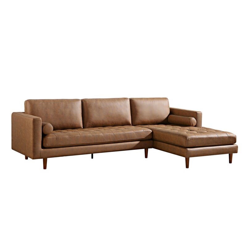 Henrietta Tan Faux Suede Grand 4-Seater Chaise End Sofa, Right Hand Facing - Image 6