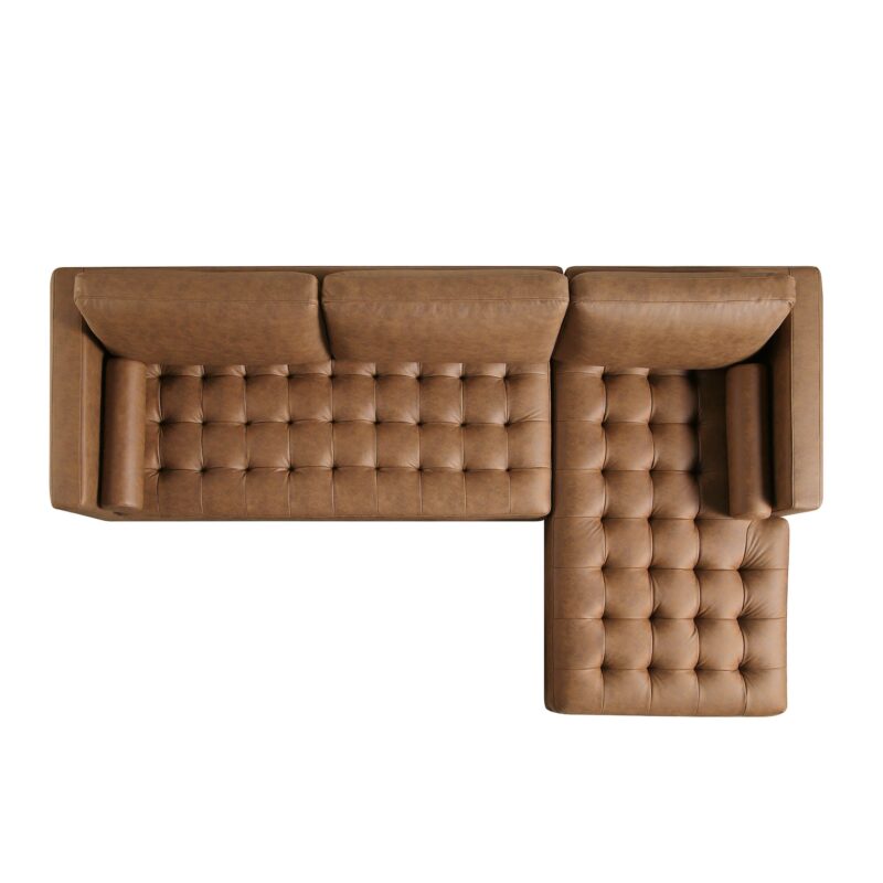 Henrietta Tan Faux Suede Grand 4-Seater Chaise End Sofa, Right Hand Facing - Image 8
