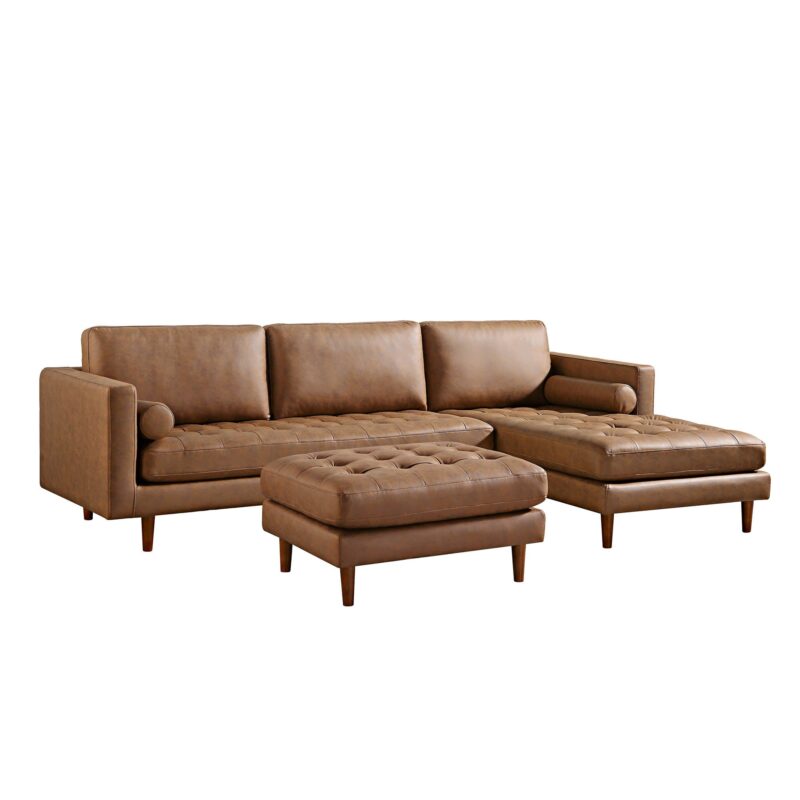 Henrietta Tan Faux Suede Grand 4-Seater Chaise End Sofa, Right Hand Facing - Image 9