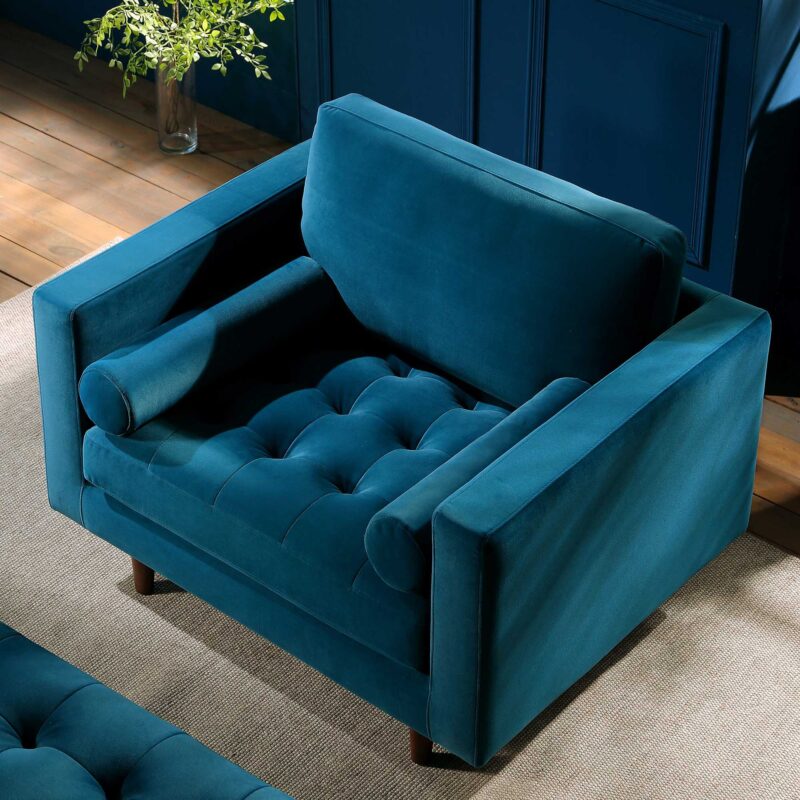 Henrietta Armchair, Teal Velvet - Image 3