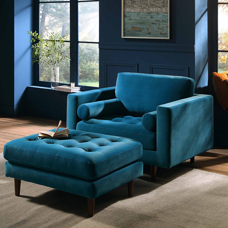 Henrietta Armchair, Teal Velvet - Image 4