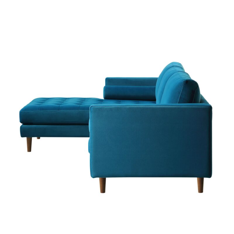 Henrietta Teal Velvet Grand 4-Seater Chaise End Sofa, Left Hand Facing - Image 7
