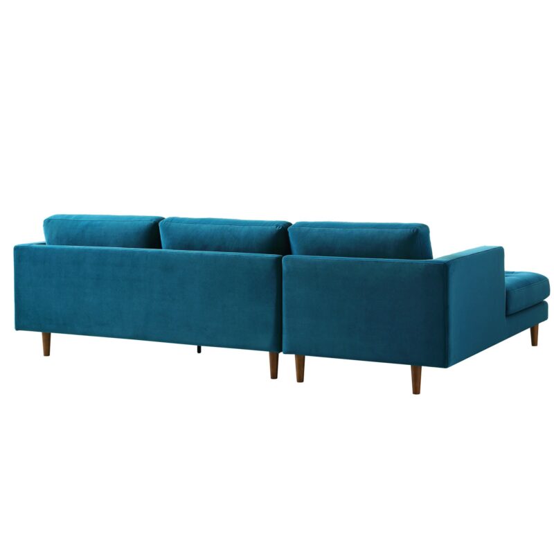 Henrietta Teal Velvet Grand 4-Seater Chaise End Sofa, Left Hand Facing - Image 8
