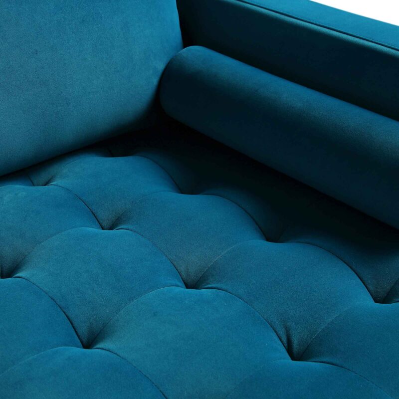 Henrietta Teal Velvet Grand 4-Seater Chaise End Sofa, Left Hand Facing - Image 11