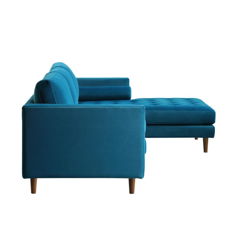 Henrietta Teal Velvet Grand 4-Seater Chaise End Sofa, Right Hand Facing - Image 6