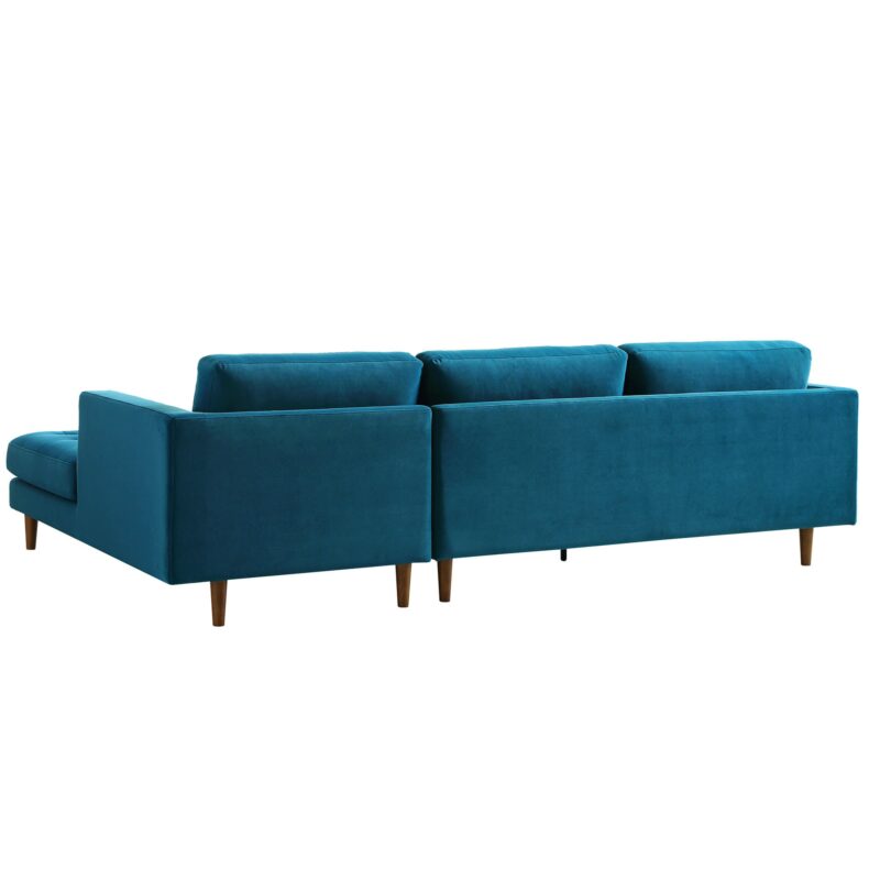 Henrietta Teal Velvet Grand 4-Seater Chaise End Sofa, Right Hand Facing - Image 7