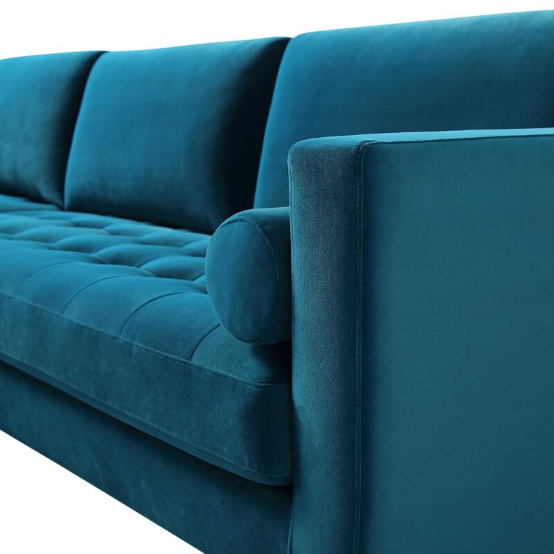 Henrietta Teal Velvet Grand 4-Seater Chaise End Sofa, Right Hand Facing - Image 9