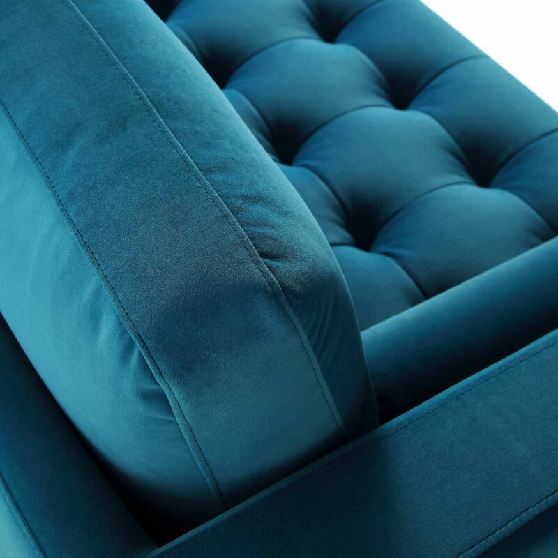 Henrietta Teal Velvet Grand 4-Seater Chaise End Sofa, Right Hand Facing - Image 11