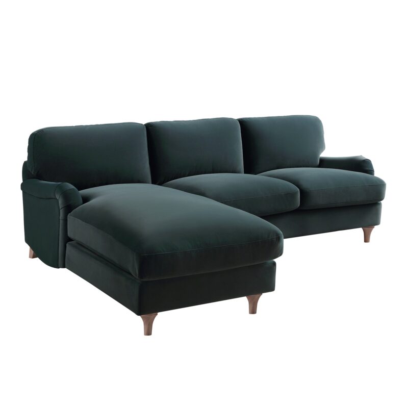 Daphnis Aegean Blue Velvet Sofa, Grande Chaise Sofa Left Hand Facing - Image 8
