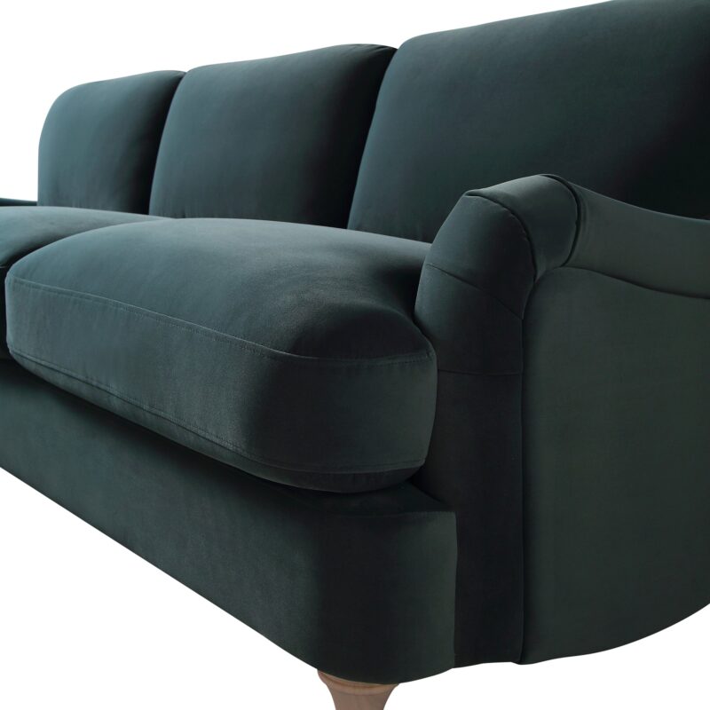 Daphnis Aegean Blue Velvet Sofa, Grande Chaise Sofa Left Hand Facing - Image 12