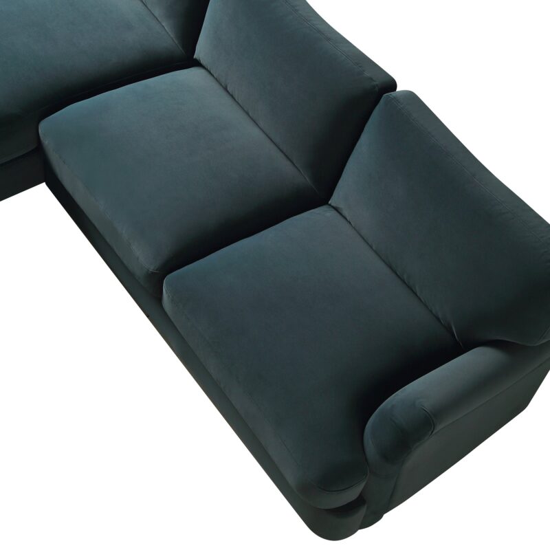 Daphnis Aegean Blue Velvet Sofa, Grande Chaise Sofa Left Hand Facing - Image 13