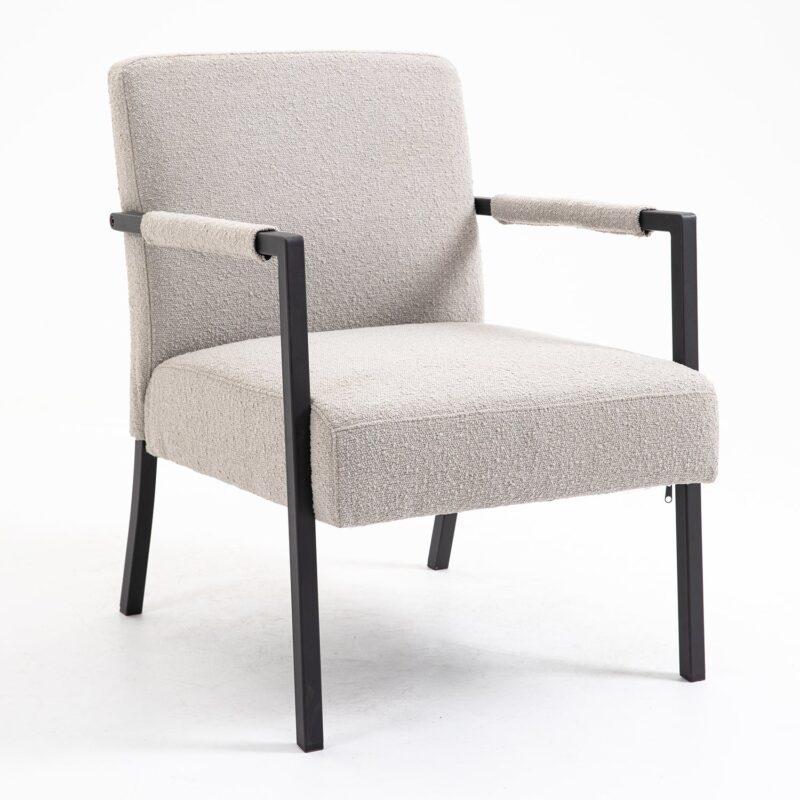 Hatton Steel Frame Boucle Accent Chair (Grey) - Image 5