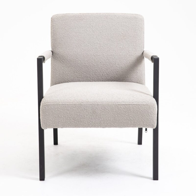 Hatton Steel Frame Boucle Accent Chair (Grey) - Image 6