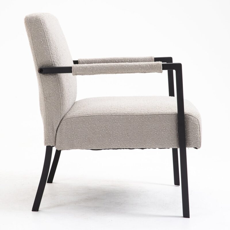 Hatton Steel Frame Boucle Accent Chair (Grey) - Image 8